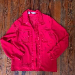 Vintage Christie & Jill red embroidered button down top tag size 12